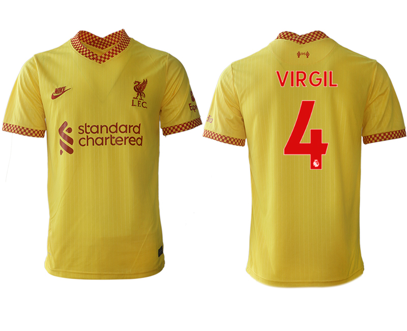 Men 2021-2022 Club Liverpool Second away aaa version yellow #4 Soccer Jersey
